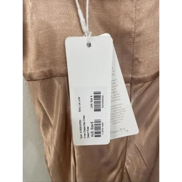 Shona Joy  La Lune Cross Draped Maxi satin Dress desert rose SZ 4 NWT $360 msrp - Picture 6 of 8